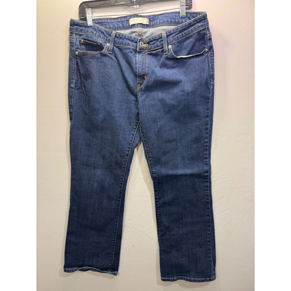Levis 545 Low Boot Cut Jeans Womens 14 Medium Dark Wash Blue Flap Pocket Denim